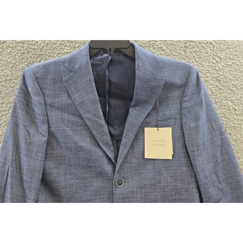 Calvin Klein Solid Slim-Fit Soft Sport Coat Men's 36S Blue Long Sleeve